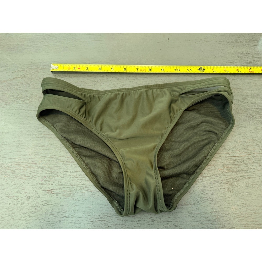 All in Motion Olive Green Bikini Bottom Double Strap Cutout Side Small